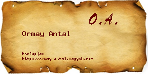 Ormay Antal névjegykártya